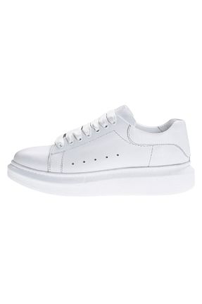 کفش اسنیکر سفید مردانه چرم اصل King Shoes - کد 194927453