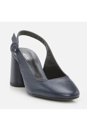 کفش پاشنه بلند کلاسیک سرمه ای زنانه چرم طبیعی پاشنه ضخیم پاشنه متوسط ( 5 - 9 cm ) کد 711613542