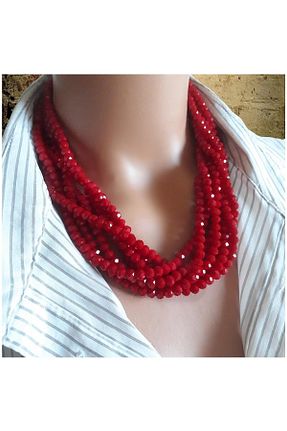 گردنبند جواهر قرمز زنانه روکش نقره Bijustore - کد 43220338