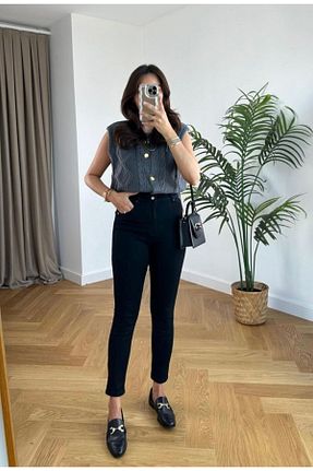 شلوار جین مشکی زنانه پاچه تنگ Niceboutique - کد 772937082