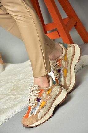 کفش اسنیکر بژ زنانه بند دار Fox Shoes - کد 773178839