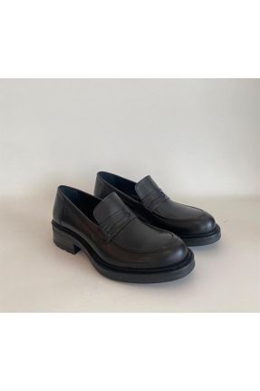کفش لوفر مشکی زنانه چرم طبیعی پاشنه کوتاه ( 4 - 1 cm ) کد 773566476