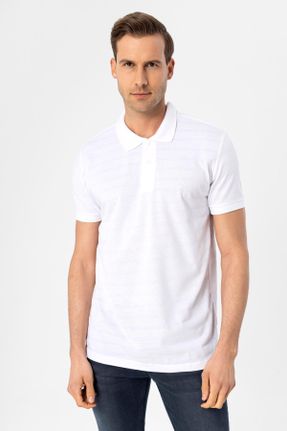 تی شرت سفید مردانه رگولار یقه پولو کد 687142794