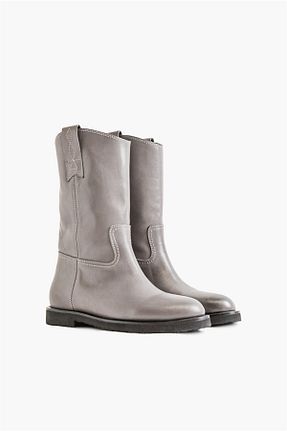 بوت / نیم بوت طوسی زنانه چرم خالص Shoes & More - کد 359407127