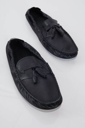 کفش لوفر مشکی مردانه چرم طبیعی پاشنه کوتاه ( 4 - 1 cm ) کد 319136818