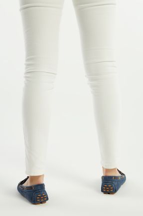کفش لوفر آبی زنانه چرم طبیعی پاشنه کوتاه ( 4 - 1 cm ) کد 702060207