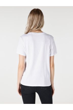 تی شرت سفید زنانه رگولار یقه گرد کد 745087076