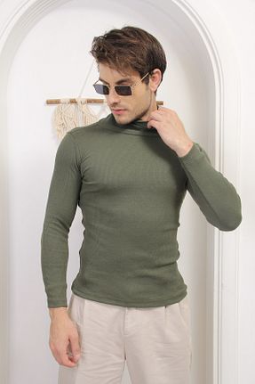 پلیور خاکی مردانه ساده CATSPY - کد 773268623