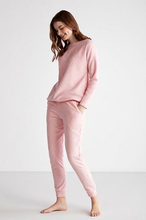 ست لباس راحتی صورتی زنانه طرح دار U.S. Polo Assn. - کد 757357654
