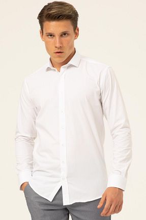 پیراهن سفید مردانه اسلیم فیت SÜVARİ - کد 364259789
