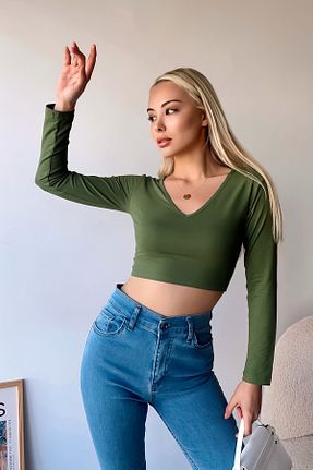 بلوز خاکی زنانه ساده LACHT - کد 773277799