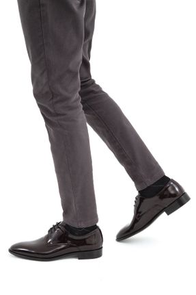 کفش کلاسیک زرشکی مردانه چرم طبیعی پاشنه کوتاه ( 4 - 1 cm ) پاشنه ضخیم کد 368221330