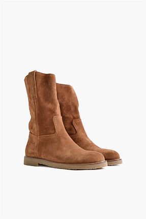بوت / نیم بوت قهوه ای زنانه چرم خالص Shoes & More - کد 359404476