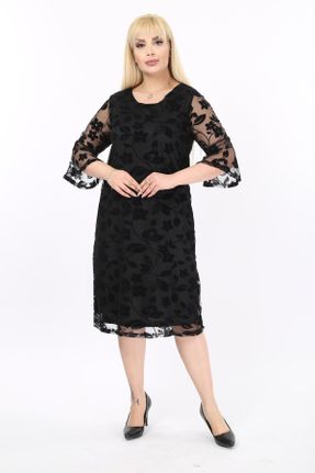 لباس مشکی زنانه سایز بزرگ بافت پلی اورتان کد 286582911