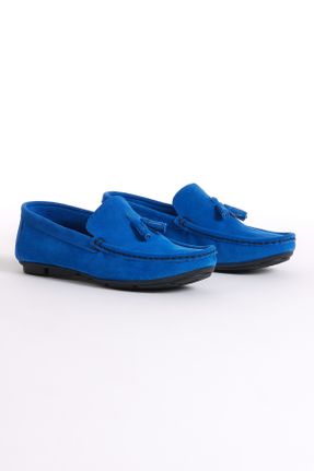 کفش لوفر آبی مردانه چرم طبیعی پاشنه کوتاه ( 4 - 1 cm ) کد 732664625