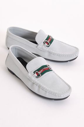 کفش لوفر سفید مردانه چرم طبیعی پاشنه کوتاه ( 4 - 1 cm ) کد 744573152