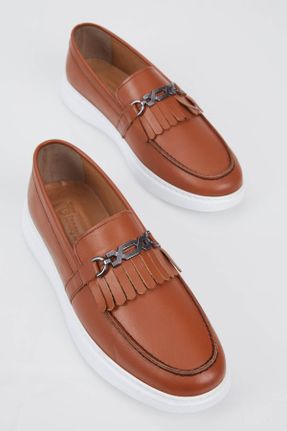 کفش لوفر قهوه ای مردانه چرم طبیعی پاشنه کوتاه ( 4 - 1 cm ) کد 319163504