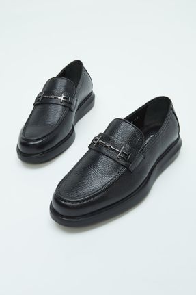 کفش لوفر مشکی مردانه چرم طبیعی پاشنه کوتاه ( 4 - 1 cm ) کد 756138534