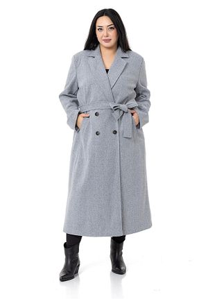 پالتو پشمی سایز بزرگ طوسی زنانه سایز بزرگ DISENTIS MODEST - کد 773643160