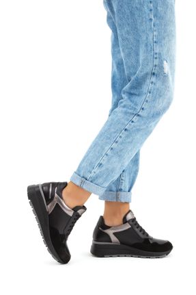 کفش کژوال مشکی زنانه چرم طبیعی پاشنه کوتاه ( 4 - 1 cm ) پاشنه ساده کد 370774678