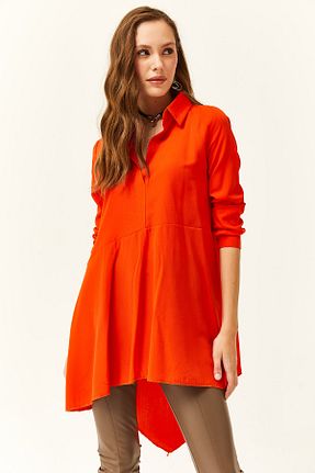 تونیک نارنجی زنانه بافتنی Olalook - کد 774679721