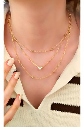 گردنبند جواهر طلائی زنانه پوشش لاکی MARCİELO Accessories - کد 773813490