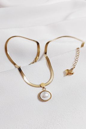 گردنبند استیل ( فولاد ) طلائی زنانه استیل (فولاد) SEVİLLE AKSESUAR - کد 773702474