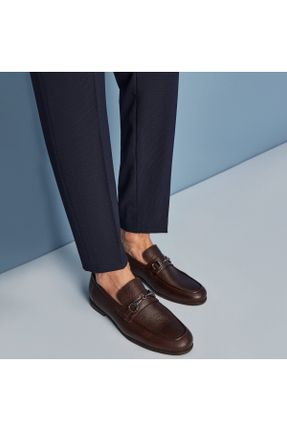 کفش لوفر قهوه ای مردانه چرم طبیعی پاشنه کوتاه ( 4 - 1 cm ) کد 355782328