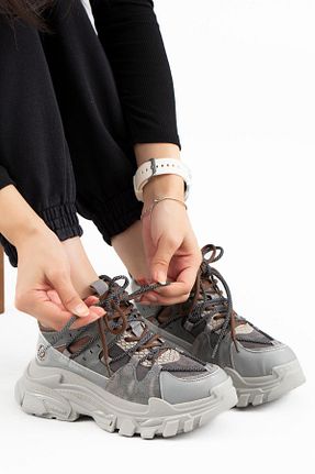کفش اسنیکر طوسی زنانه چرم اصل Guja - کد 774350838