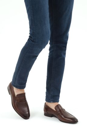 کفش کلاسیک قهوه ای مردانه چرم طبیعی پاشنه کوتاه ( 4 - 1 cm ) پاشنه ضخیم کد 277063112