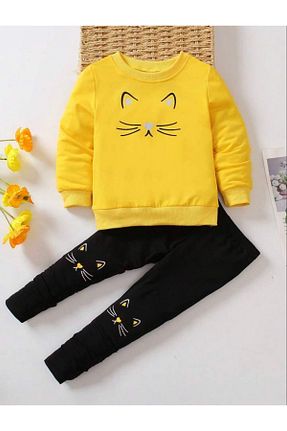 ست بالاتنه و پائین تنه زرد بچه گانه بافت Renna Mood - کد 774686929
