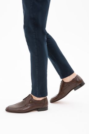 کفش کلاسیک قهوه ای مردانه چرم طبیعی پاشنه کوتاه ( 4 - 1 cm ) پاشنه ساده کد 95597042