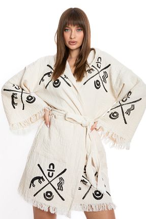 کیمونو و کافتان سفید زنانه %100 پنبه Litustyle - کد 435085488
