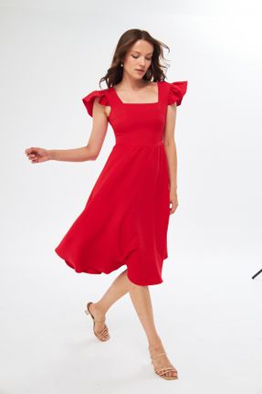 لباس قرمز زنانه بافتنی مخلوط پلی استر گلوژ کد 773983797