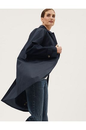 پالتو پشمی سرمه ای زنانه رگولار Marks & Spencer - کد 641674232