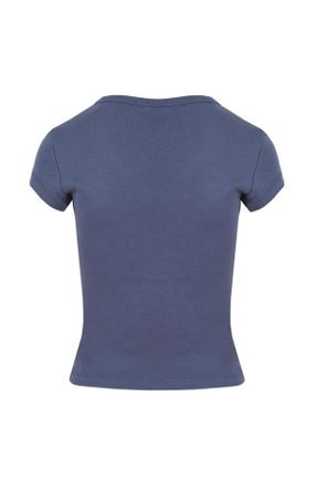 تی شرت آبی زنانه Fitted یقه هفت کد 752859509