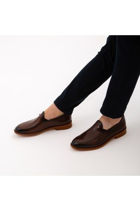 کفش کلاسیک قهوه ای مردانه چرم طبیعی پاشنه کوتاه ( 4 - 1 cm ) پاشنه ساده کد 310755289