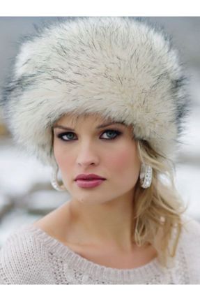 کلاه پشمی سفید زنانه کرک مصنوعی کد 221869773