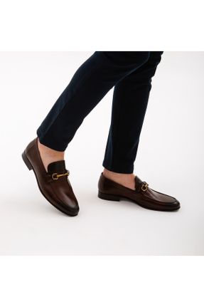 کفش کلاسیک قهوه ای مردانه چرم طبیعی پاشنه کوتاه ( 4 - 1 cm ) پاشنه ساده کد 138234276