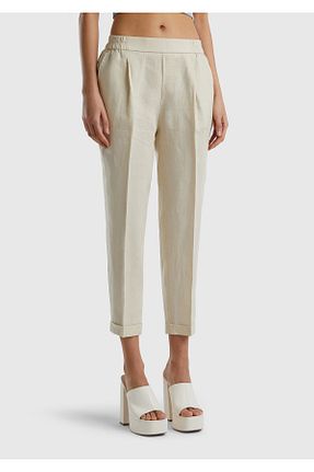 شلوار بژ زنانه کتان United Colors of Benetton - کد 773771382