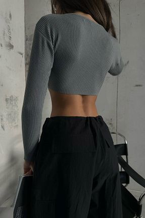 بلوز طوسی زنانه ساده vuvutasarım - کد 773955003