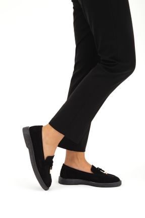 کفش لوفر مشکی زنانه چرم طبیعی پاشنه کوتاه ( 4 - 1 cm ) کد 358894733