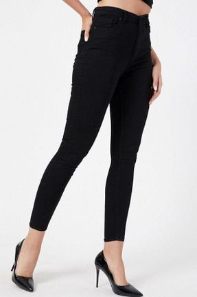 شلوار جین مشکی زنانه پاچه تنگ فاق بلند اسلیم استاندارد کد 774394432