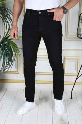 شلوار جین مشکی مردانه پاچه تنگ پنبه (نخی) اسلیم پوشاک ورزشی استاندارد کد 767828330