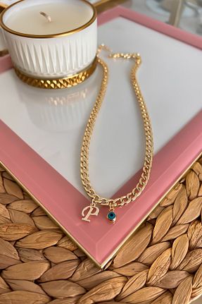 گردنبند جواهر طلائی زنانه برنجی Trendy Butik - کد 774306074