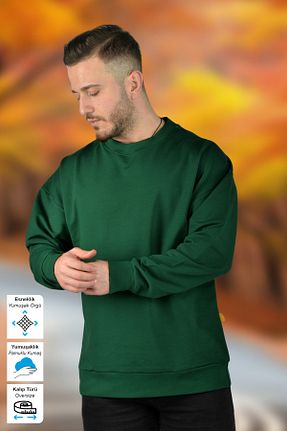 سوئیشرت سبز مردانه ساده BESSA - کد 773866403