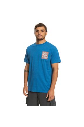 تی شرت آبی مردانه Fitted یقه گرد پارچه ای تکی کد 673053444