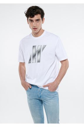 تی شرت سفید مردانه یقه گرد رگولار تکی کد 289009577