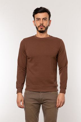 سوئیشرت قهوه ای مردانه ساده Cazador - کد 775454698