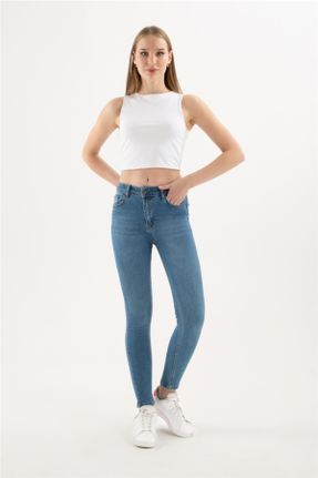 شلوار جین آبی زنانه فاق بلند جین کد 376133880